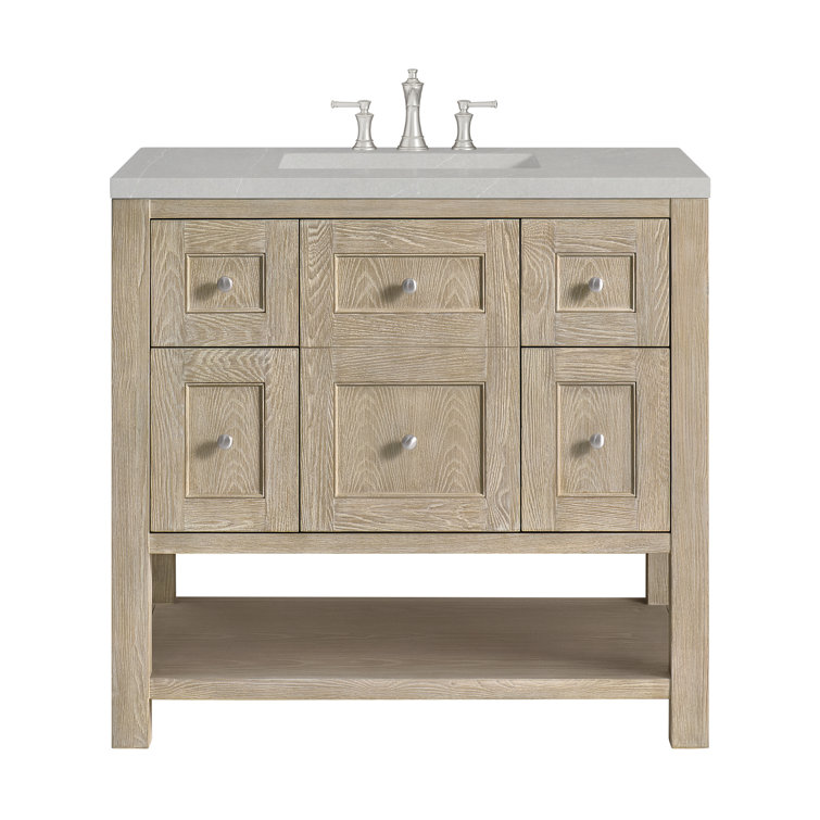 Breckenridge 36" Whitewashed Oak Single Vanity with Solid Surface Top