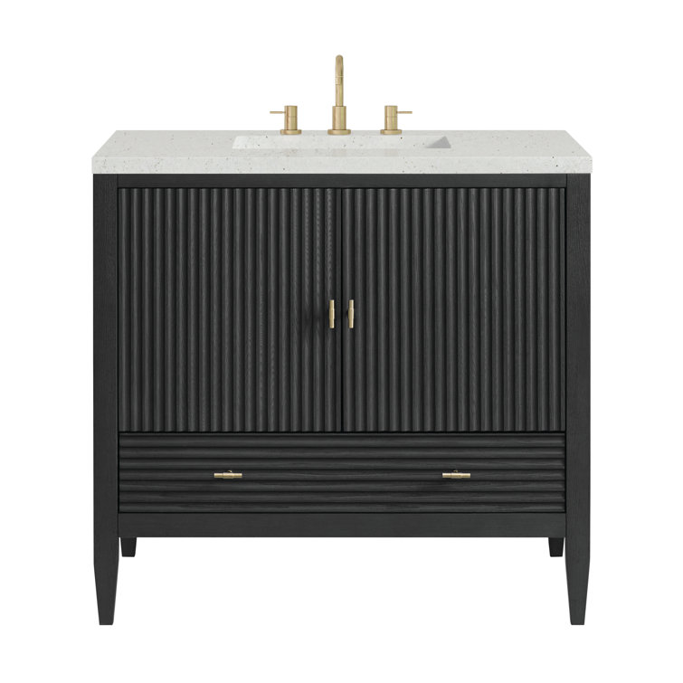 Myrrin 36" Black Plywood Single Bathroom Vanity with Porcelain Sink
