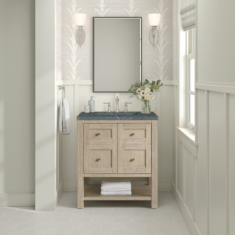 Breckenridge 30" Whitewashed Oak Single Vanity with Charcoal Soapstone Top