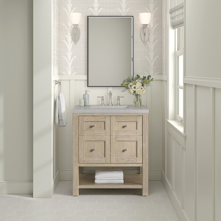 Breckenridge 30" Whitewashed Oak Single Vanity with Charcoal Soapstone Top
