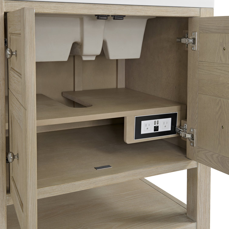 Whitewashed Oak 30" Freestanding Single Vanity Base with Satin Nickel Hardware