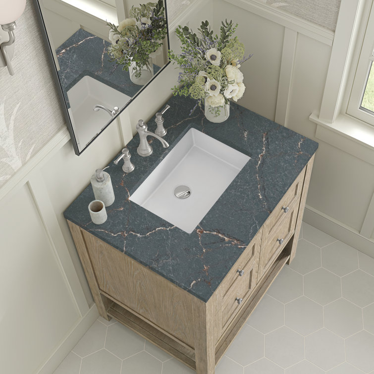 Breckenridge 30" Whitewashed Oak Single Vanity with Charcoal Soapstone Top
