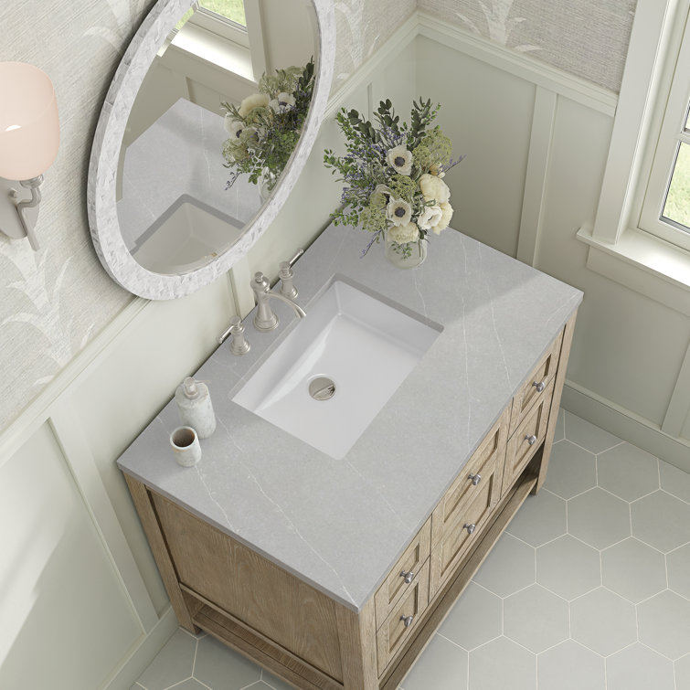 Breckenridge 36" Whitewashed Oak Single Vanity with Solid Surface Top