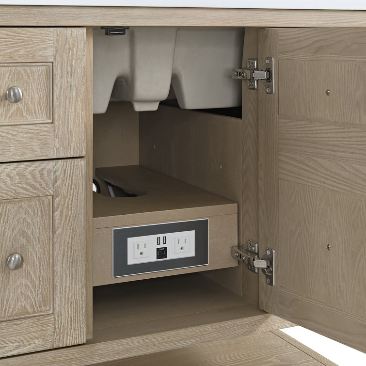 Breckenridge 36" Whitewashed Oak Single Vanity with Solid Surface Top