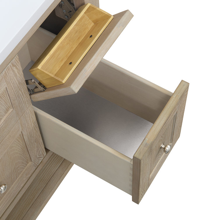 Breckenridge 36" Whitewashed Oak Single Vanity with Solid Surface Top