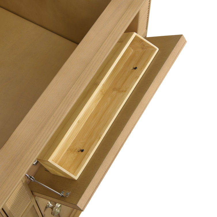 Light Natural Oak Double Freestanding Vanity Base with Brass Knobs