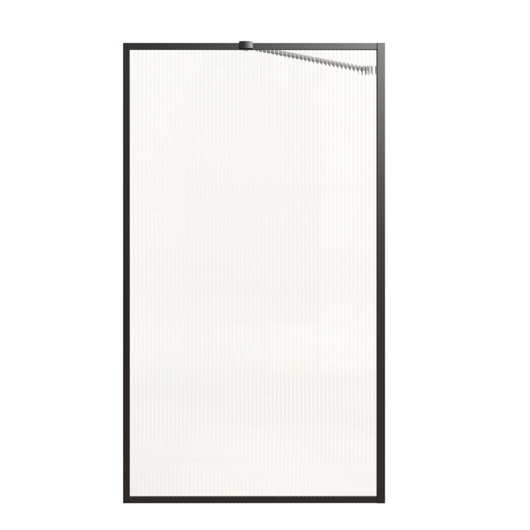 33"W x 58"H Matte Black Framed Fluted Glass Tub Door