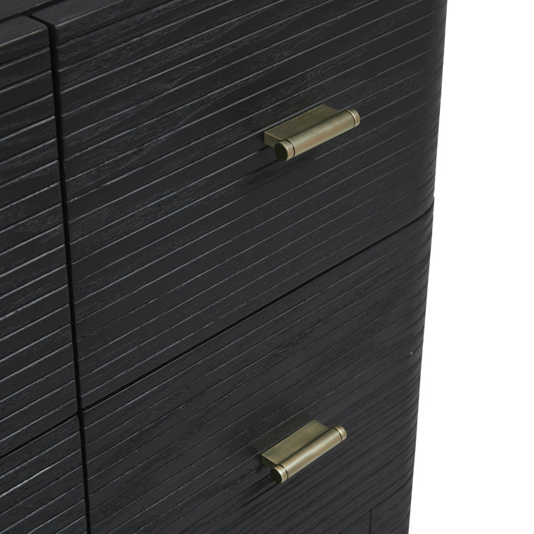 Lucian 48" Black Solid Wood Bathroom Vanity Base with Brass Hardware