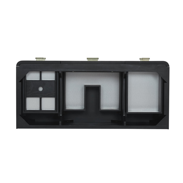 Lucian 48" Black Solid Wood Bathroom Vanity Base with Brass Hardware