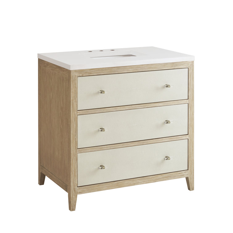 Celeste 36" Sunwashed Oak Single Vanity with Brass Knobs