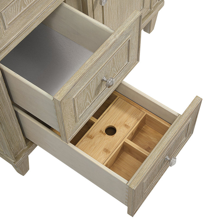 Lorelai 36" Whitewashed Oak Single Vanity with Victorian Silver Quartz Top