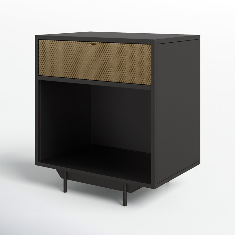 Contemporary Solstice Black Iron and Brass Nightstand