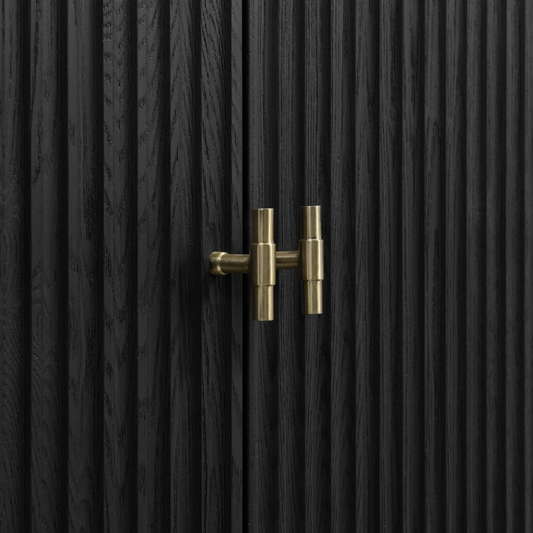 36" Black Plywood Freestanding Single Vanity with Brass Accents