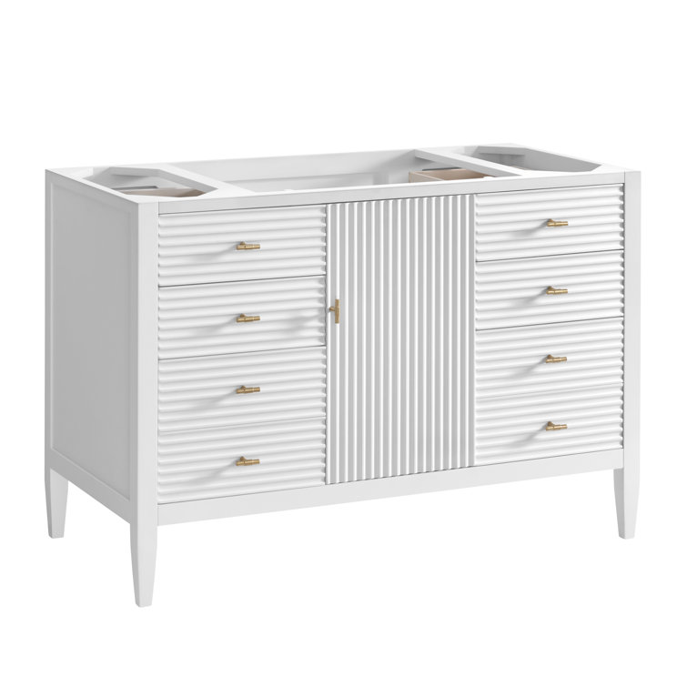 Myrrin 48" Bright White Bathroom Vanity with Eternal Marfil Quartz Top