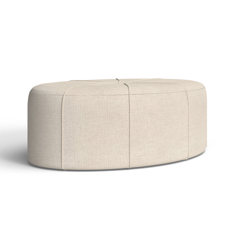 Elegant Cream Melange Tufted Oval Ottoman