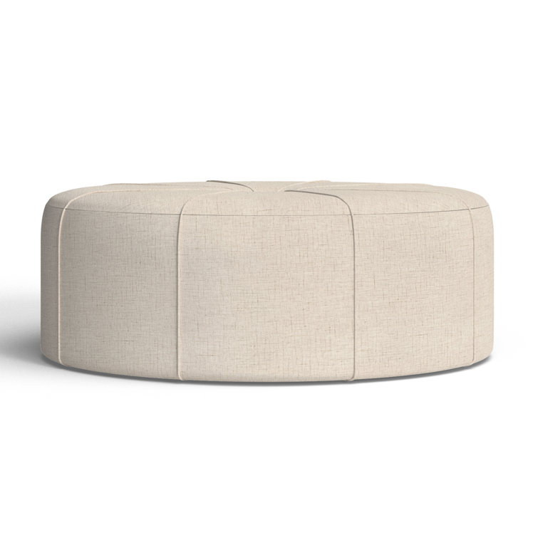 Elegant Cream Melange Tufted Oval Ottoman