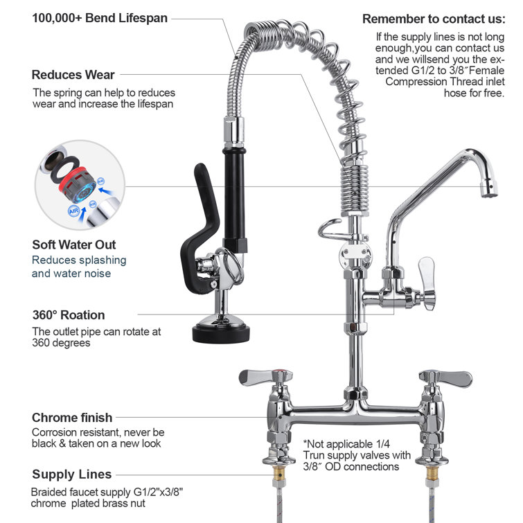 Polished Chrome Triple Handle Pull Down Kitchen Faucet