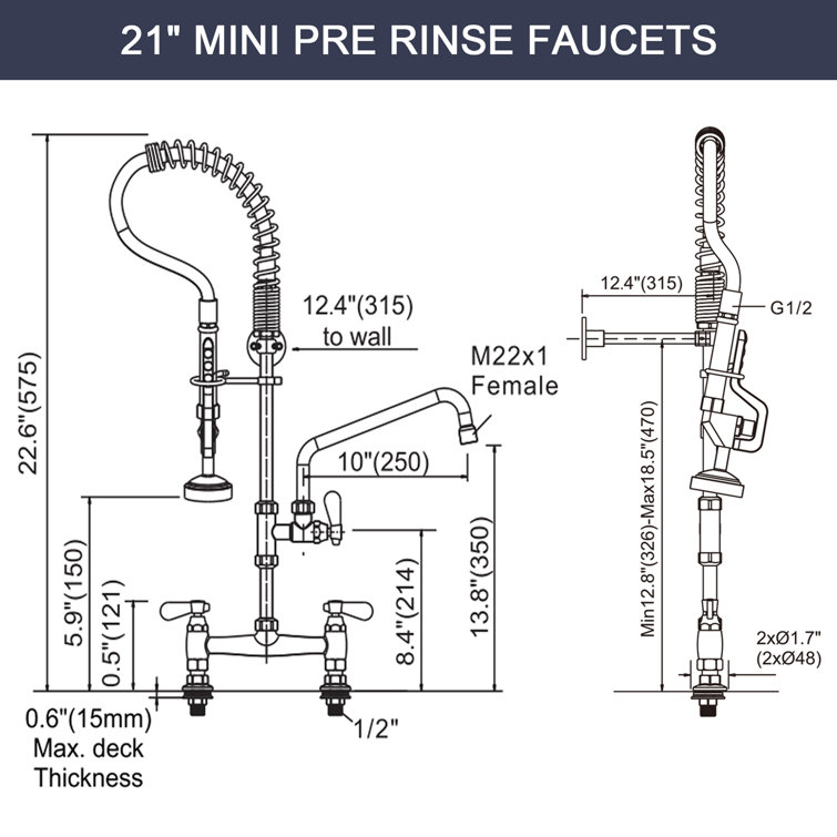 Polished Chrome Triple Handle Pull Down Kitchen Faucet