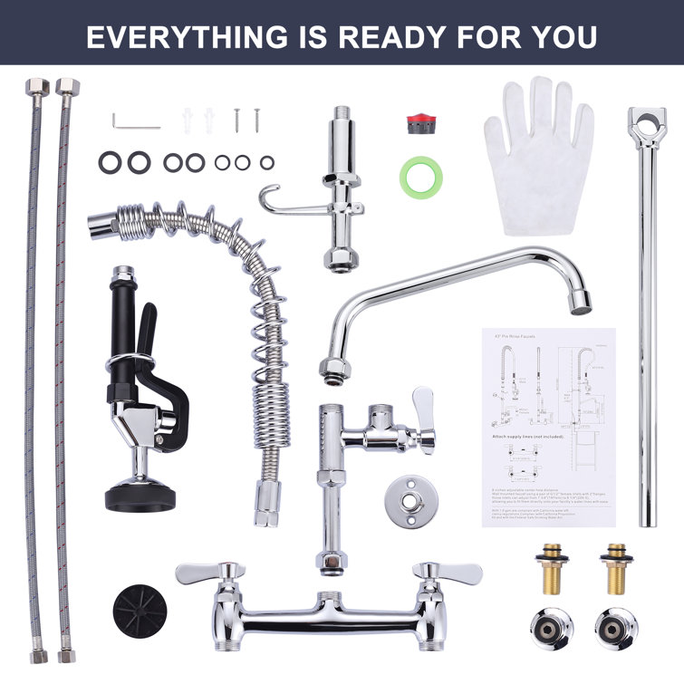 Polished Chrome Triple Handle Pull Down Kitchen Faucet