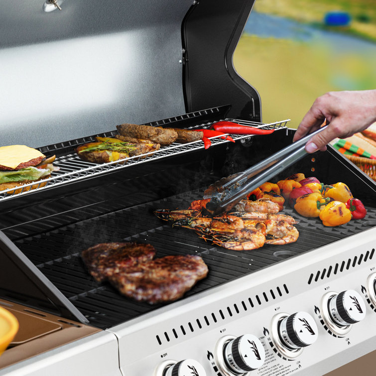 Royal Gourmet 6-Burner Coffee Stainless Steel Propane Gas Grill with Side Burner