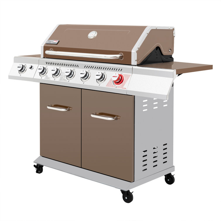 Royal Gourmet 6-Burner Coffee Stainless Steel Propane Gas Grill with Side Burner