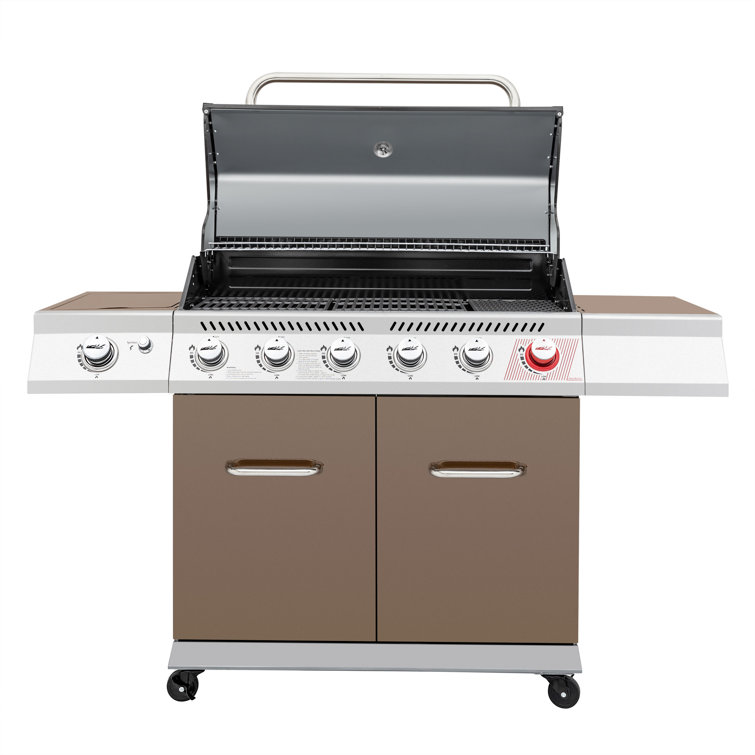 Royal Gourmet 6-Burner Coffee Stainless Steel Propane Gas Grill with Side Burner