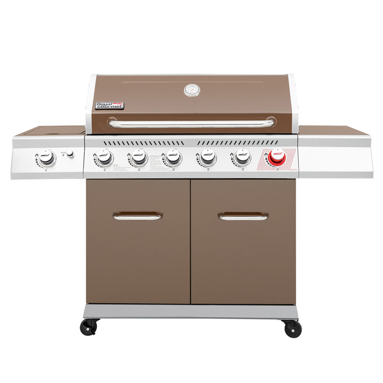 Royal Gourmet 6-Burner Coffee Stainless Steel Propane Gas Grill with Side Burner