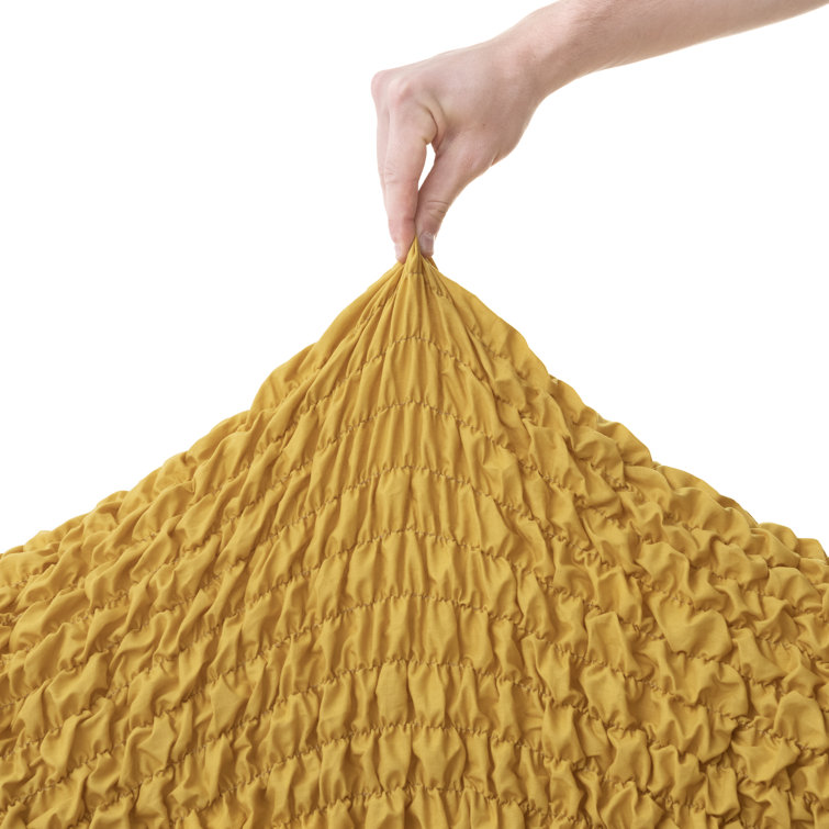 Mustard Yellow Stretch Cotton Loveseat Sofa Cover