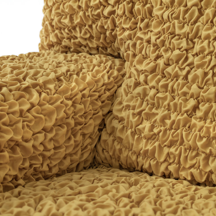 Mustard Yellow Stretch Cotton Loveseat Sofa Cover