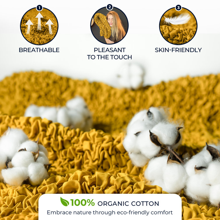 Mustard Yellow Stretch Cotton Loveseat Sofa Cover