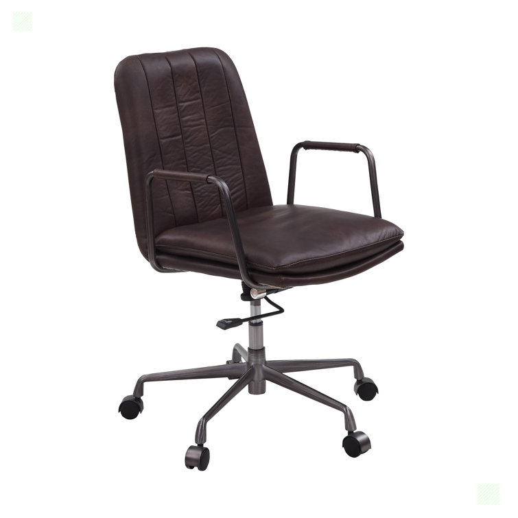 High-Back Mars Leather Executive Swivel Office Chair with Metal Accents