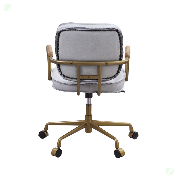 Vintage White Top Grain Leather Swivel Office Chair