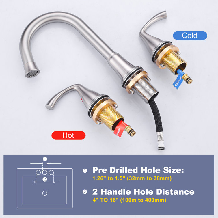 Brushed Nickel Double Handle Widespread Bathroom Faucet with Drain Assembly