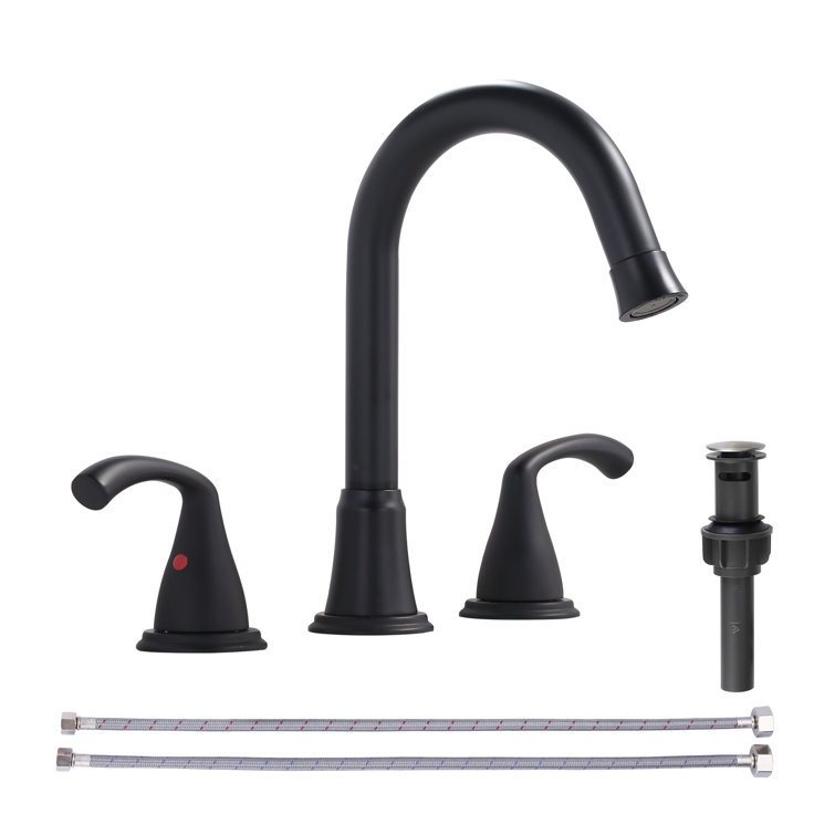 Matte Black Stainless Steel Double Handle Widespread Bathroom Faucet