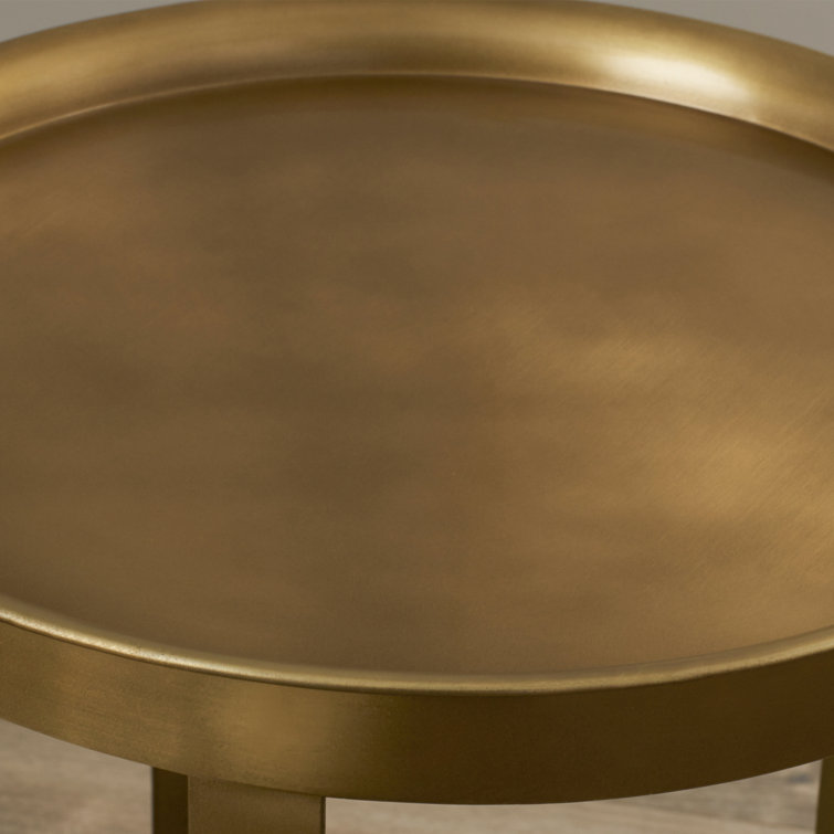 Petite Round Gold Iron Industrial Accent Table