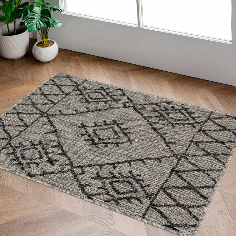 Marwood Black and Taupe Bohemian Outdoor Rug 2' x 2'11"