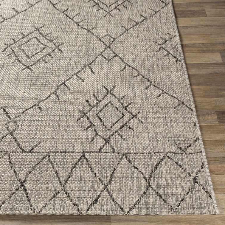 Marwood Black and Taupe Bohemian Outdoor Rug 2' x 2'11"