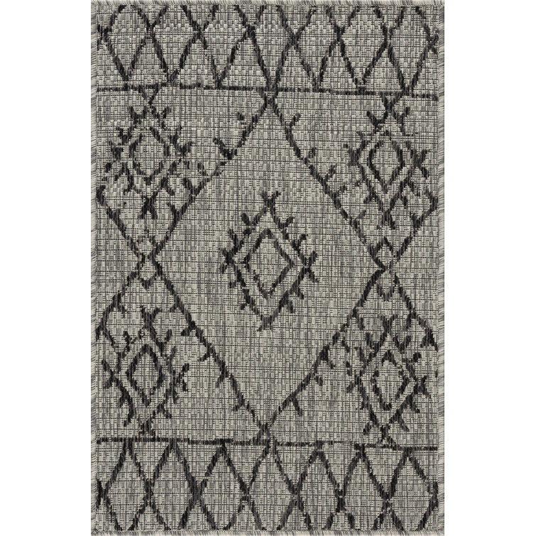 Marwood Black and Taupe Bohemian Outdoor Rug 2' x 2'11"