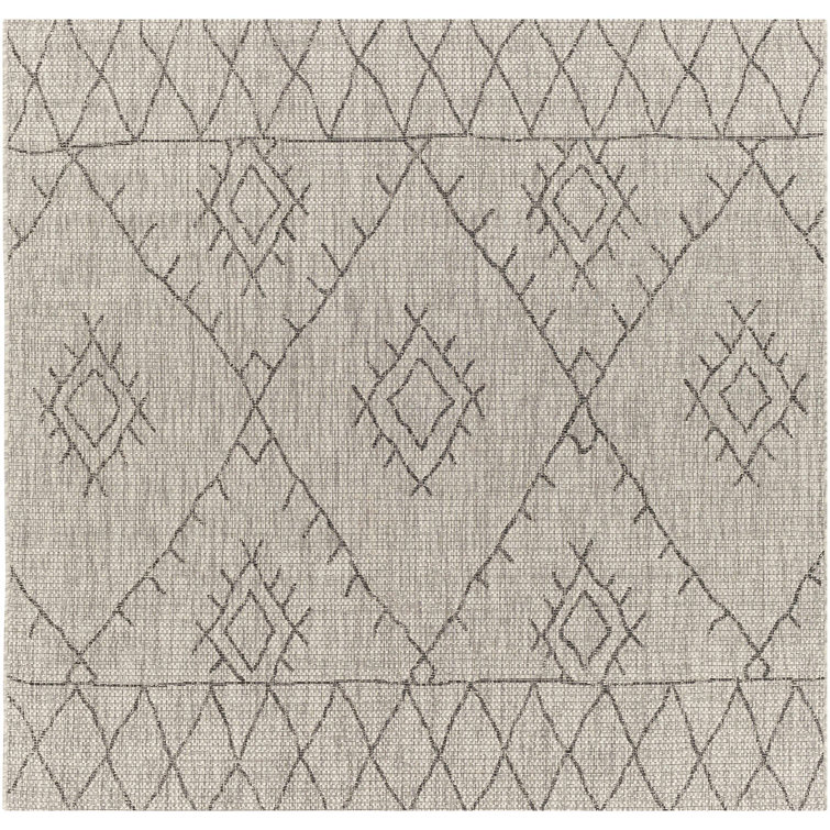 Marwood Black and Taupe Bohemian Outdoor Rug 2' x 2'11"