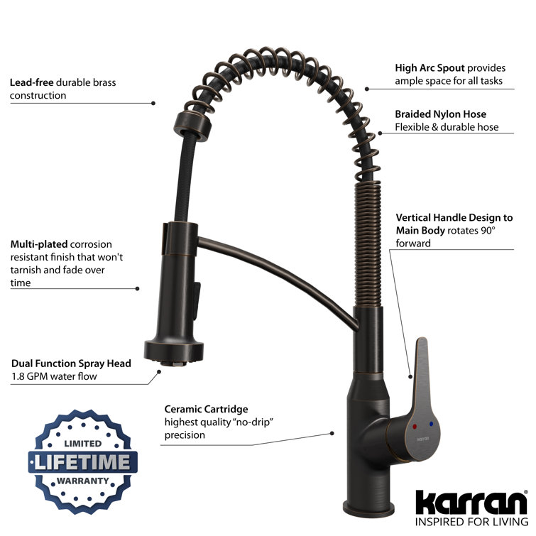 Oil Rubbed Bronze Pull-Down Kitchen Faucet with Spray