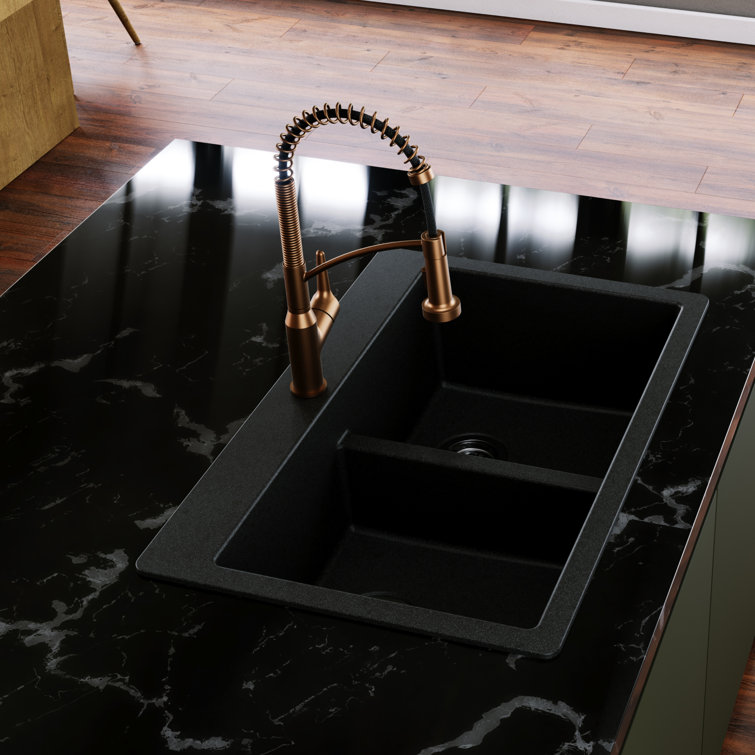 Brushed Copper Pull-Down Kitchen Faucet with Brass Construction