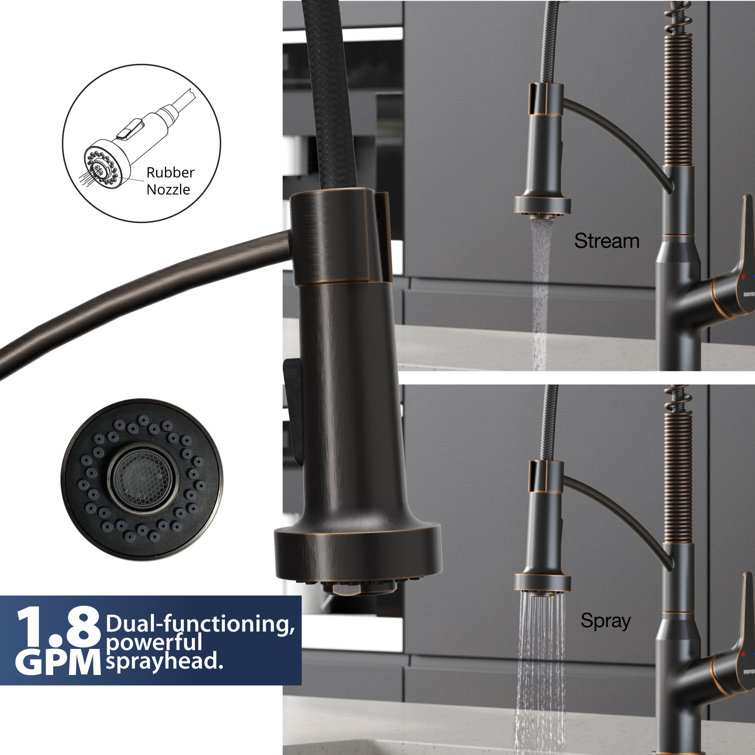 Oil Rubbed Bronze Pull-Down Kitchen Faucet with Spray