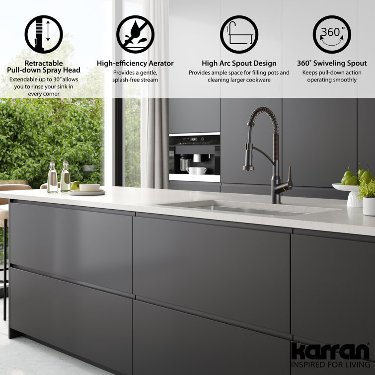 Oil Rubbed Bronze Pull-Down Kitchen Faucet with Spray