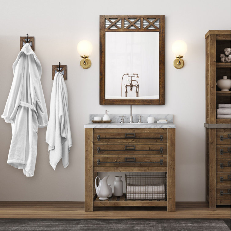 Rustic Brown Wood and Metal Wall Mounted Towel Hooks