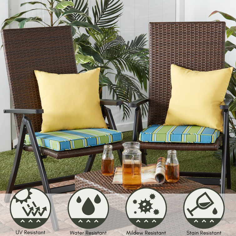 Sunbeam Yellow 17" Square Outdoor Throw Pillows, Set of 2