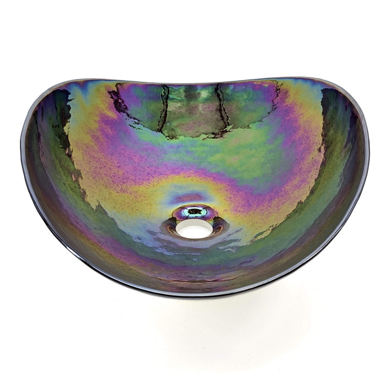 Chestnut Brown Murano Glass Oval Above-Counter Bathroom Sink