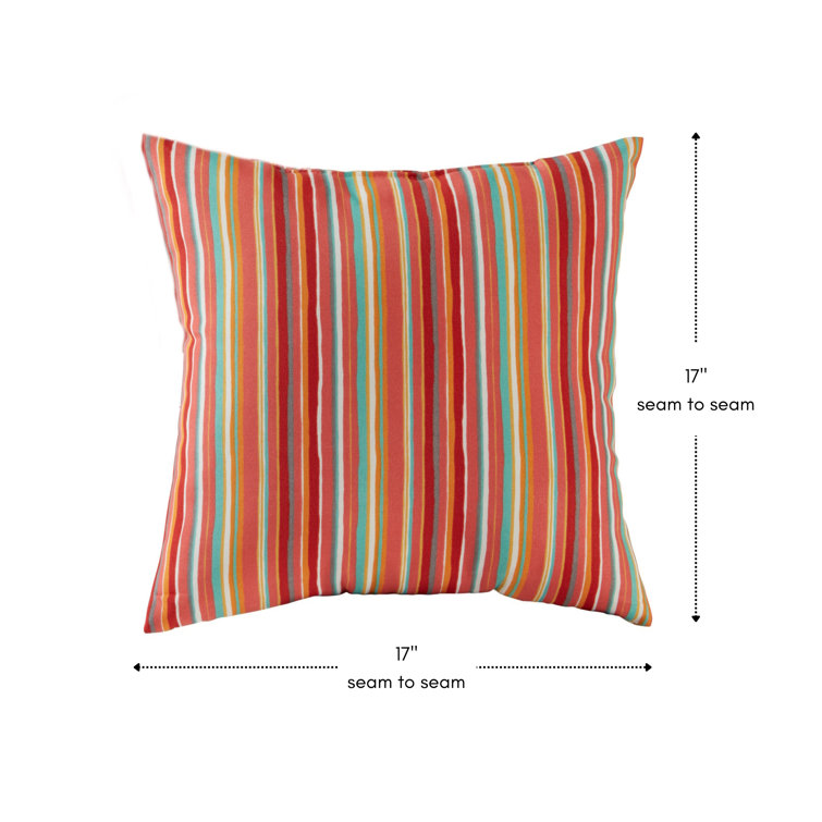 Watermelon Stripe 17" Square Outdoor Throw Pillow Set