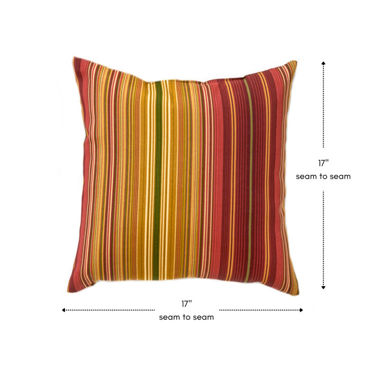Kinnabari Stripe 17" Square Reversible Outdoor Throw Pillow Set
