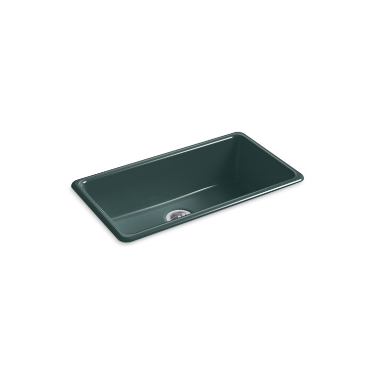 Teal Cast Iron Drop-In Single Bowl Kitchen Sink