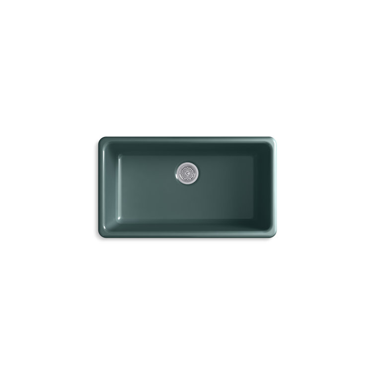 Teal Cast Iron Drop-In Single Bowl Kitchen Sink